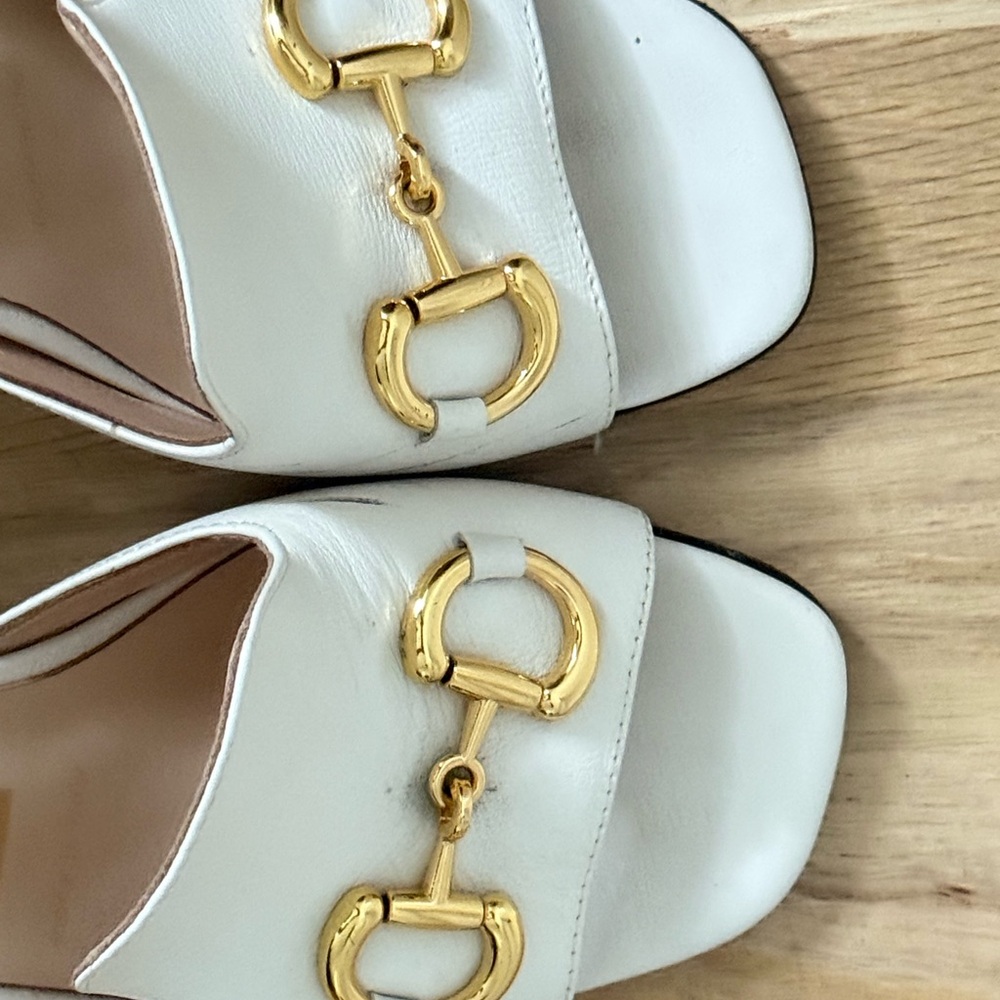 Gucci Nappa Horsebit 75mm Slide Sandals White - Picture 4 of 10